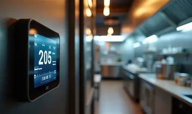 Commercial kitchen with energy monitoring display